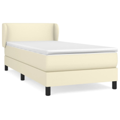krémszínű műbőr rugós ágy matraccal 80 x 200 cm