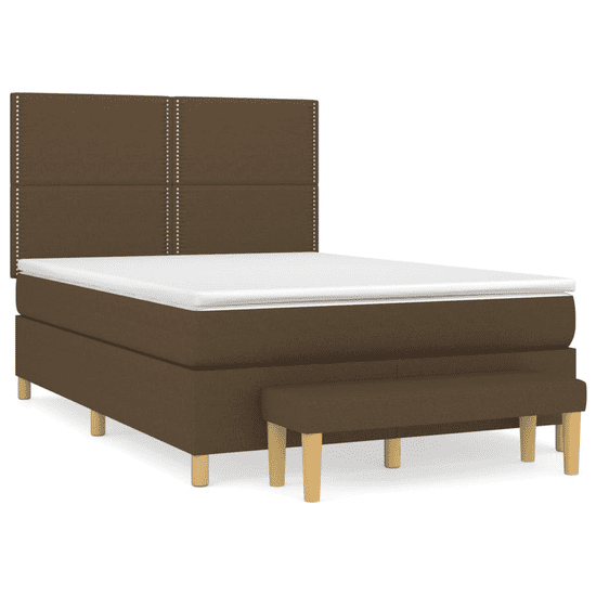 Vidaxl sötétbarna szövet rugós ágy matraccal 140 x 190 cm (3137072)