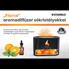 Vivamax Flame aromadiffúzor sókristályokkal fekete (GYVH55) (GYVH55)