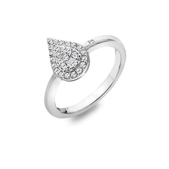 Hot Diamonds Elegáns ezüst gyűrű gyémánttal és topázzal Glimmer DR255