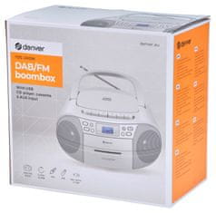 Denver Denver TDC-280B Boombox FM/DAB+ rádióval, CD-, USB- és kazettalejátszóval, fehér színben
