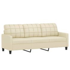 Greatstore 3 személyes krémszínű műbőr kanapé 180 cm