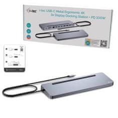 I-TEC USB-C fém ergonomikus 3x 4K kijelző dokkoló állomás + Power Delivery 100 W