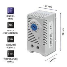 Qoltec elzáró termosztát 10A | DIN 35