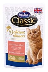 Butcher's Cat Class.Delic.Dinn. lazac+dorada pocket100g