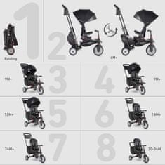 Smart Trike STR7 Összecsukható gyermek tricikli/babakocsi, 8 az 1-ben, piros, 6m-3év