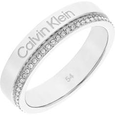 Calvin Klein Acél gyűrű kristályokkal Minimal Linear 35000200 (Kerület 56 mm)