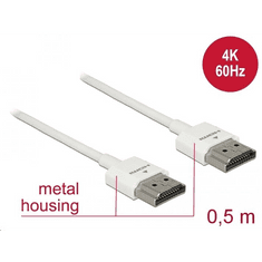 DELOCK HDMI-kábel Ethernettel - HDMI-A-csatlakozódugó > HDMI-A-csatlakozódugó, 3D, 4K,0,5 m, vékony (85121) (85121)