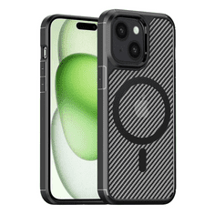 Techsuit CarbonFuse MagSafe Fekete tok, Apple Iphone 15 Plus készülékhez (129239)