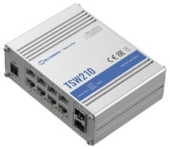 Teltonika TSW210 8 portos 10/100/1000M + 2x SFP ipari, nem menedzselt switch TSW210