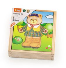 Viga Fából készült öltöztető puzzle Teddy mackó