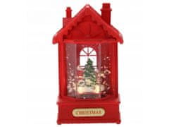 sarcia.eu Karácsonyi LED lámpa, piros ház, zenedoboz 12x9x19,5cm 