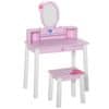 Asztal és szék készlet, MDF/fenyő, rózsaszín
