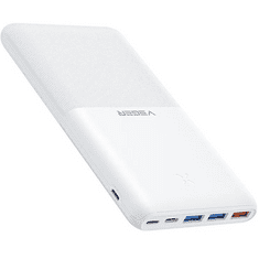 VEGER Külső akkumulátor, 20000 mAh, 20W, Okostelefonhoz és TabletPC-hez, 3 x USB aljzat, 1 x USB Type-C aljzat, LED-es, gyorstöltés, S22 Ultra Slim, fehér (129450)