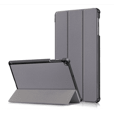 gigapack Tok álló, bőr hatású (FLIP, oldalra nyíló, TRIFOLD asztali tartó funkció) SZÜRKE [Samsung Galaxy Tab A 10.1 LTE (2019) SM-T515] (5996457878970)