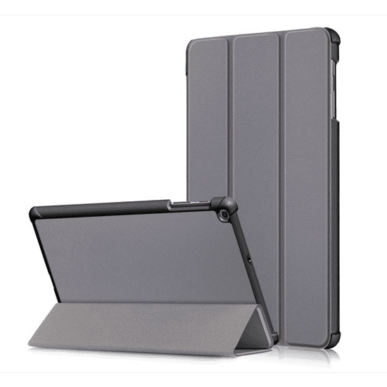 gigapack Tok álló, bőr hatású (FLIP, oldalra nyíló, TRIFOLD asztali tartó funkció) SZÜRKE [Samsung Galaxy Tab A 10.1 LTE (2019) SM-T515] (5996457878970)