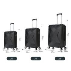Northix Szett bőröndökkel - 3 méret - fekete 