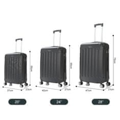 Northix Szett 3 bőrönddel - kemény műanyag - fekete 
