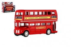 Teddies Busz "London" piros emeletes busz fém/műanyag 12cm behúzható