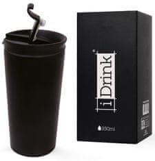 I-Drink Rozsdamentes acél fém termosz, fekete minta, 350 ml