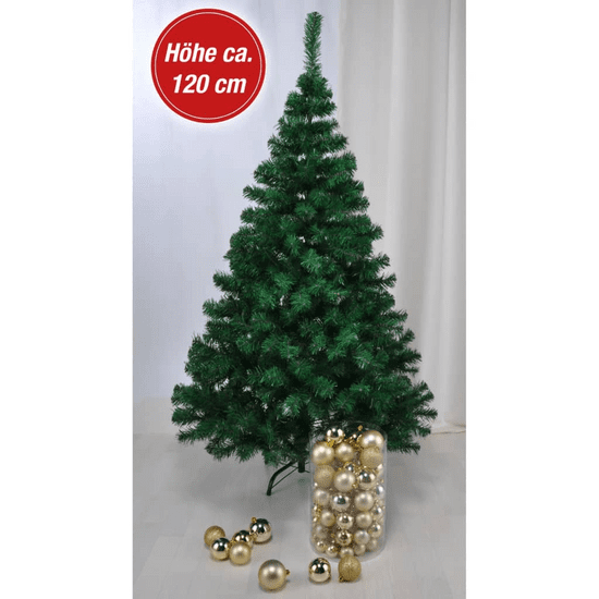HI zöld karácsonyfa fém talppal 120 cm