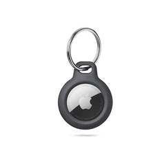 Szilikon védőtok és rögzítő kulcstartó Apple AirTag nyomkövetőhöz - Rough - fekete (ECO csomagolás)