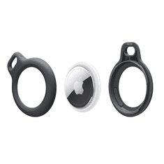 Szilikon védőtok és rögzítő kulcstartó Apple AirTag nyomkövetőhöz - Rough - fekete (ECO csomagolás)
