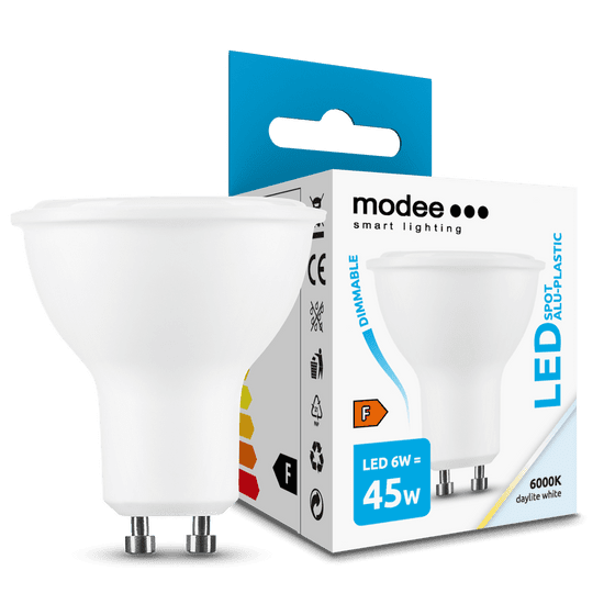 Modee Lighting LED Spot Alu-Plastic GU10 6W hideg fehér, szabályozható (ML-GU10P6000K6W)