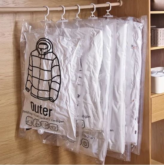 HOME & MARKER® Ruhatároló vákuumzsák, hagyományos vállfa helyett helytakarékos vákuumos ruha zsák (4 darab ruhazsák) | VACUHANG