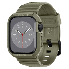 Spigen Apple Watch 4-7, SE (44mm / 45mm), Szilikon védőkeret, ütésálló, szíjjal, Rugged Armor Pro, zöld (RS136187)