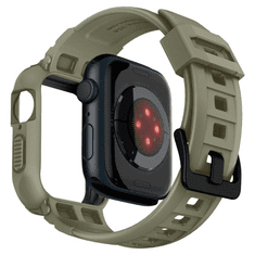 Spigen Apple Watch 4-7, SE (44mm / 45mm), Szilikon védőkeret, ütésálló, szíjjal, Rugged Armor Pro, zöld (RS136187)
