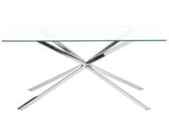 Beliani Ezüstszínű üveglapos étkezőasztal 160 x 90 cm CORA