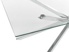 Beliani Ezüstszínű üveglapos étkezőasztal 160 x 90 cm CORA
