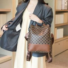Dollcini Divatos női kockás hátizsák, műbőr táska, utazás/munka/napi, 429141, fekete