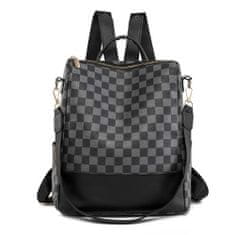 Dollcini Divatos női kockás hátizsák, műbőr táska, utazás/munka/napi, 429141, fekete