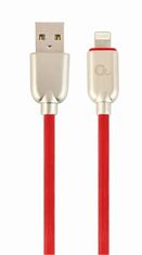 Gembird Lightning 8 tűs (M) USB 2.0 (M) töltőkábel, prémium, gumírozott, 1 m, piros
