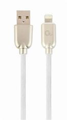 Gembird Lightning 8 tűs (M) USB 2.0 (M) töltőkábel, prémium, gumifonatú, 2 m, fehér