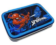 MARVEL COMICS Kétszintes kék iskolai tolltartó Spiderman - felszerelve