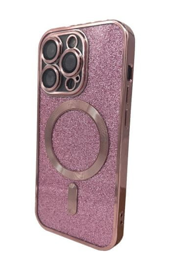 Forever Szilikon TPU védőtok Mag Glitter Chrome iPhone 13 Pro számára (TPUAPIP13PMGCTFOPI), rózsaszín