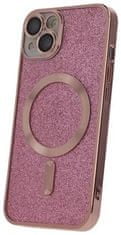Forever Szilikon TPU védőtok Mag Glitter Chrome iPhone 15 számára (TPUAPIP15MGCTFOPI), rózsaszín