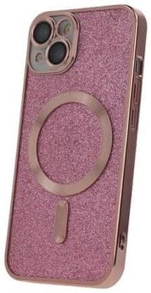 Forever Szilikon TPU védőtok Mag Glitter Chrome iPhone 14 számára (TPUAPIP14MGCTFOPI), rózsaszín
