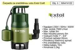 Extol Craft Elektromos iszapszivattyú 400 W 7500 l/h Extol 414122