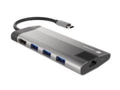 Natec többportos adapter FOWLER PLUS HUB 8v1, USB 3.0 3X, HDMI 4K, USB-C PD, RJ45, SD, MICRO