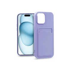 Haffner Apple iPhone 15 Plus szilikon hátlap kártyatartóval - Card Case - lila (PT-6845)
