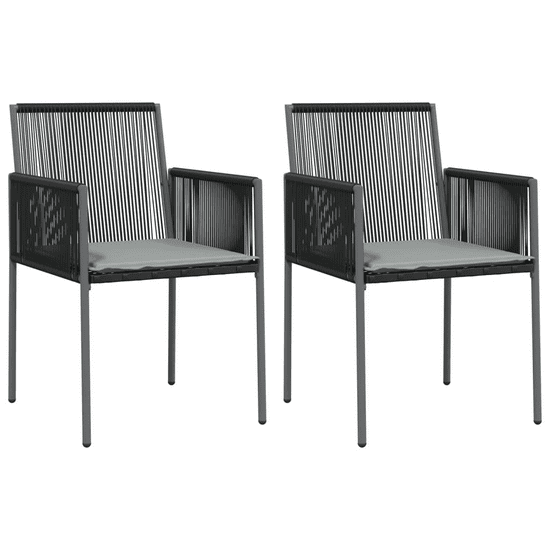 Vidaxl 2 db fekete polyrattan kerti szék párnával 54 x 60,5 x 83,5 cm (364102)