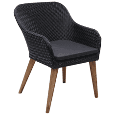 2 db fekete polyrattan kültéri szék párnával 