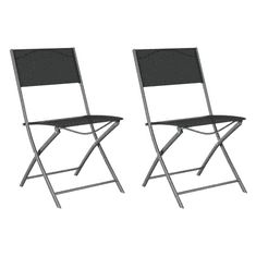2 db fekete acél és textilén összecsukható kültéri szék