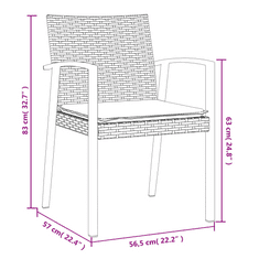 2 db barna polyrattan kerti szék párnával 56,5 x 57 x 83 cm