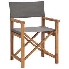 2 db szürke tömör tíkfa összecsukható rendezői szék