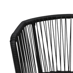 2 db fekete PVC rattan kerti szék hát- és ülőpárnával